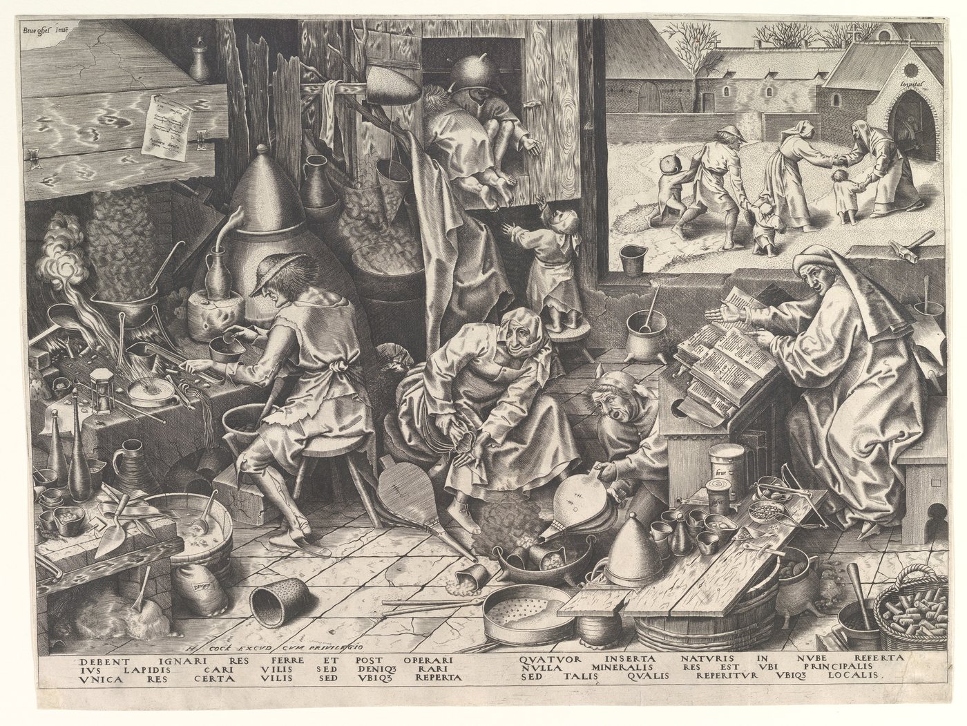 The Alchemist, Philips Galle, after Pieter Bruegel the Elder